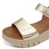 Jana Tessa Double Velcro Platform Sandal - Light Gold